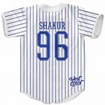 2Pac Shakur Blue on White West Coast Hip Hop Baseball Jersey
