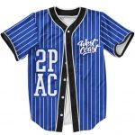 2Pac Shakur White on Blue West Coast Hip Hop Baseball Jersey