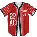 2Pac Shakur White on Red West Coast Gangsta Baseball Jersey