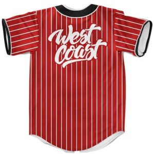 2Pac Shakur White on Red West Coast Gangsta Baseball Jersey