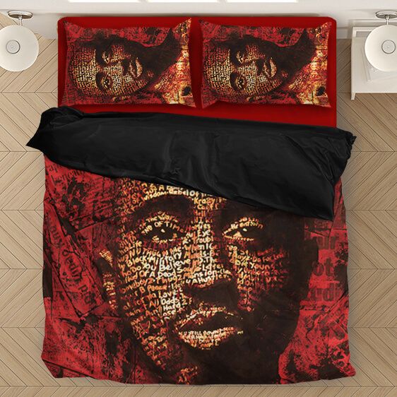2pac Shakur 2pacalypse Red Portrait Artwork Amazing Bedding Set