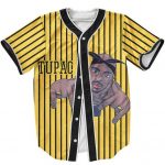 Dope Art Tupac Shakur Gangsta Rapper Yellow Baseball Jersey