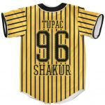 Dope Art Tupac Shakur Gangsta Rapper Yellow Baseball Jersey