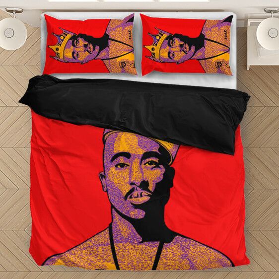King Tupac Shakur Makaveli Red Purple Awesome Bedding Set