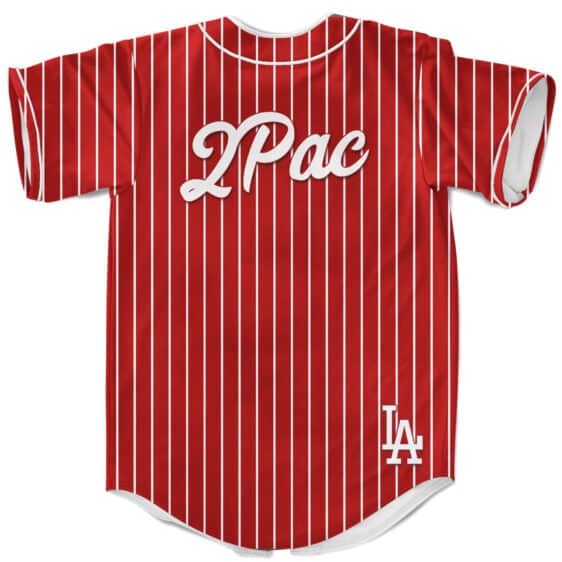 LA Dodgers Logo 2Pac Shakur Hip Hop Dope Red Baseball Jersey