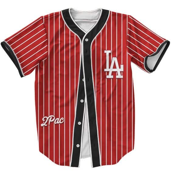 LA Dodgers Logo 2Pac Shakur Hip Hop Dope Red Baseball Jersey