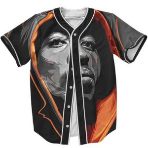 Over All Print Tupac Shakur Realistic Drawing Baseball Jersey