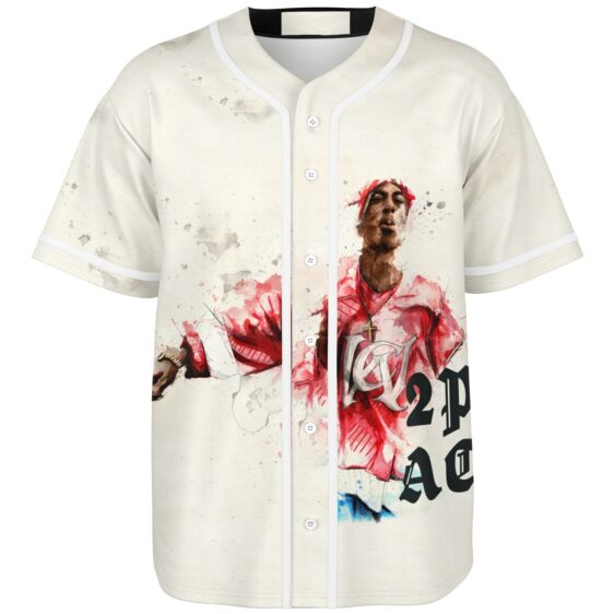 Paint Artwork Tupac Makaveli Shakur White Baseball Jersey