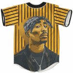 Thug Life 2Pac Shakur Hip Hop Art Dope Orange Baseball Jersey