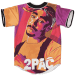 Tri Colorful 2Pac Amaru Shakur Artwork Dope Baseball Jersey