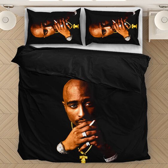 Tupac Amaru Shakur Holding Cigarette Majestic Bedding Set