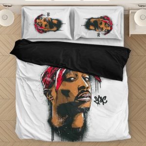 Tupac Shakur Red Bandana Graffiti Design Bedding Set