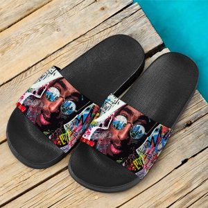 2Pac Amaru Shakur California Love Paint Splash Slide Sandals