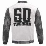 2Pac Middle Chest Tattoo Rifle Gun 50 Varsity Jacket