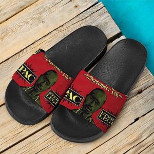 2Pac Shakur Eternal Legend Album Artwork Red Slide Sandals