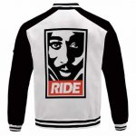 2Pac Shakur Ride Silhouette Face Black & White Varsity Jacket Back