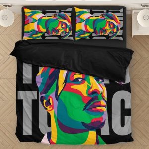 2pac Shakur Colorized Green Red Yellow Thug Dope Black Bedding Set