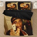 Thug 2pac Shakur Makaveli Pointing Gun Picture Bedding Set
