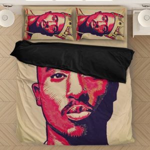 2pac Shakur Thug Wearing A Crown Brown Simple Bedding Set