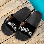 90s Gangster Thug Life 2Pac Amaru Shakur Black Slides