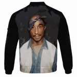 Abstract Tupac Makaveli Portrait Design Black Bomber Jacket