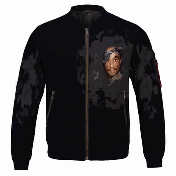 Abstract Tupac Makaveli Portrait Design Black Bomber Jacket