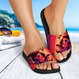 American Rap Icon Tupac Shakur Colorful Art Slide Sandals