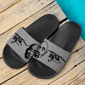American Rapper Tupac Amaru Shakur Gray Slide Sandals