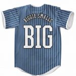 King Biggie Smalls The Notorious BIG Pinstripe Blue MLB Baseball Shirt