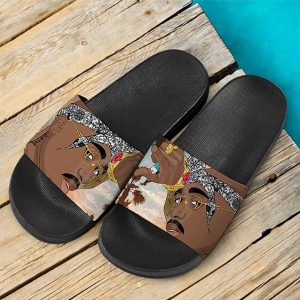 Badass Tupac Shakur Wearing Jewelries Dope Slide Sandals
