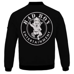 Biggie Bad Boy Entertainment Logo Black Bomber Jacket