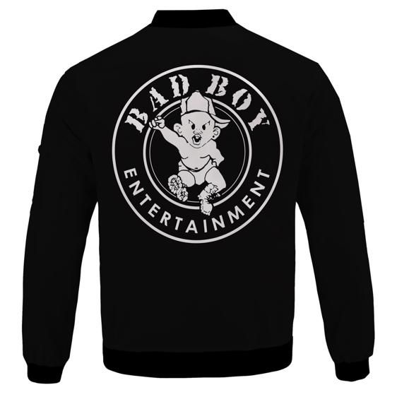 Biggie Bad Boy Entertainment Logo Black Bomber Jacket