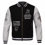Biggie Smalls Outline Art Minimalist Pattern Varsity Jacket