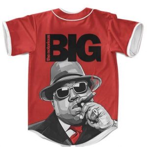 Biggie Smoking Cigar Mafia Theme Fantastic Red Baseball Jersey