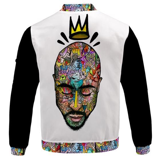 Crowned 2Pac Makaveli Face Doodle Dope Varsity Jacket