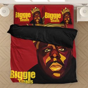 Crowned Biggie Smalls Abstract Design Red Bedding Set