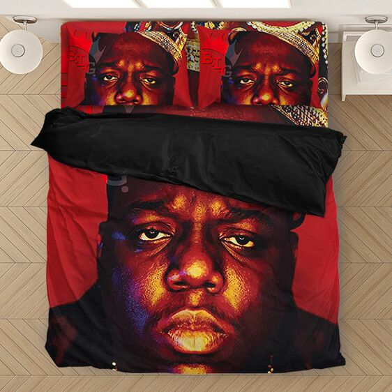 Crowned Gangsta Rapper Notorious B.I.G. Red Bedclothes