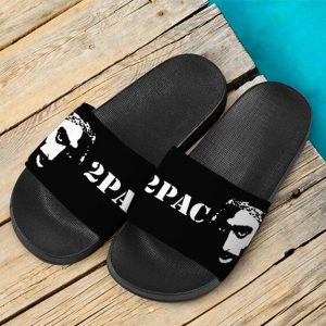 Dope 2Pac Makaveli Shakur Silhouette Black Slide Sandals