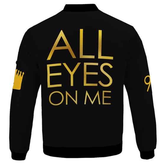 Gold All Eyes On Me Tupac Shakur Tribute Black Bomber Jacket