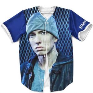 Hip Hop Rap Icon Eminem Awesome Blue Baseball Uniform