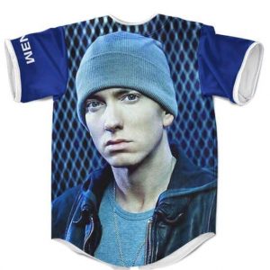Hip Hop Rap Icon Eminem Awesome Blue Baseball Uniform