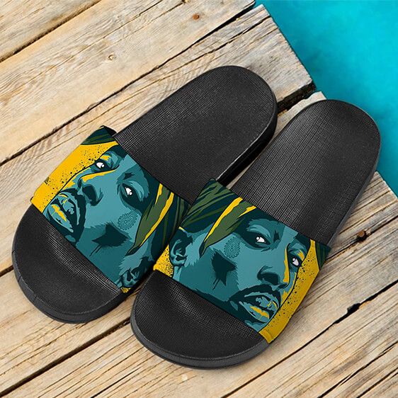 Hip-Hop Rap Legend 2Pac Shakur Tribute Art Slide Sandals
