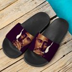 Hip-Hop Rapper 2Pac Shakur Smoking Dope Slide Sandals