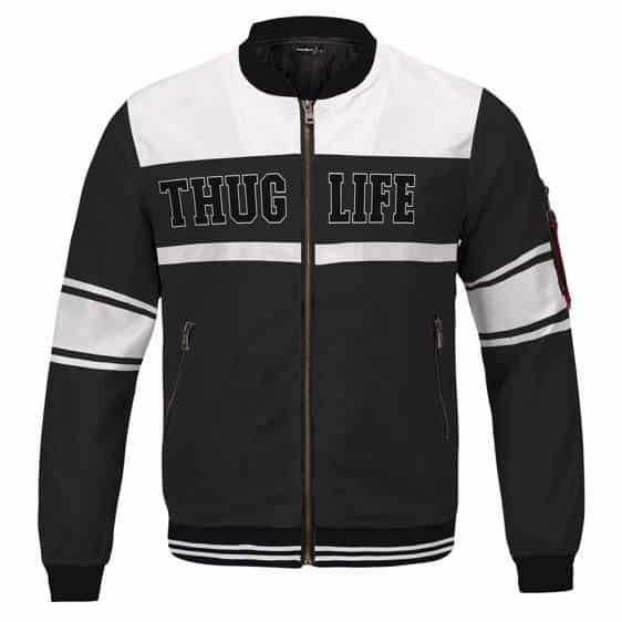 Gangsta Rapper 2Pac Shakur Thug Life Grey Varsity Jacket
