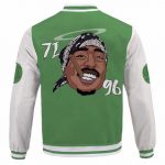 Rap Icon Smoking 2Pac Life Tribute Green Varsity Jacket