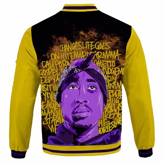Rap Legend 2Pac Shakur Face with Song Lyrics Varsity Jacket