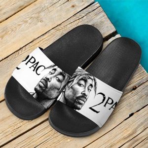 Rapper From New York 2Pac Shakur Drawing Cool Slide Sandals