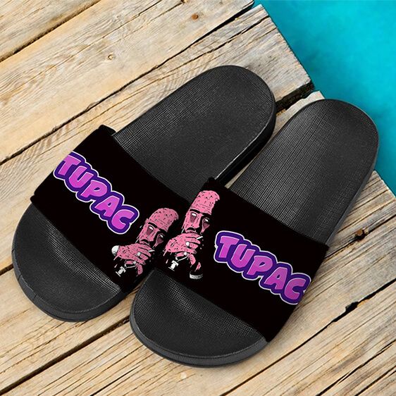 Smoking Tupac Makaveli Shakur Zombie Drip Art Slide Sandals