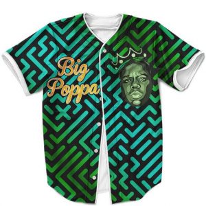 The Notorious BIG Poppa Aztec Green Teal Dope Baseball Jersey