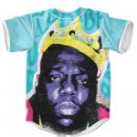 The Notorious BIG Wearing King's Crown Awesome Light Blue Baseball Jersey